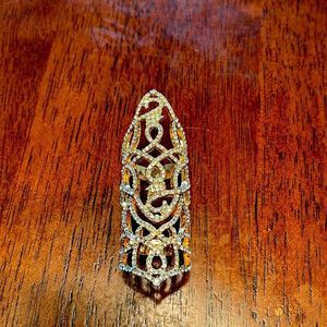 Gold Crystal Hinge Statement Ring